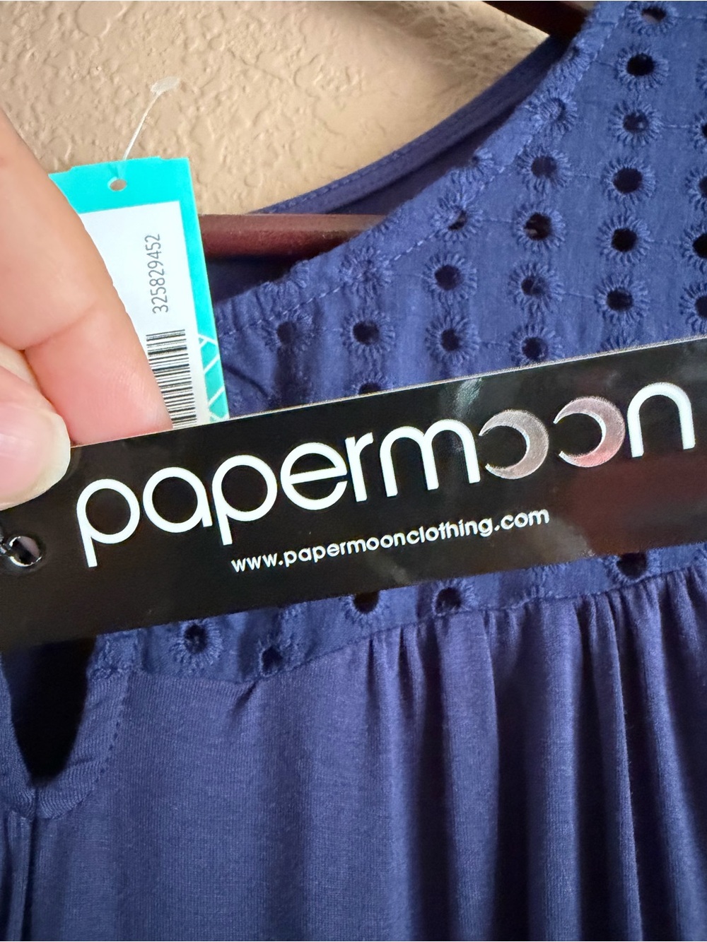 Papermoon Navy Eyelet Yoke Short Sleeve Top Size 3XL NWT - Picture 7 of 11